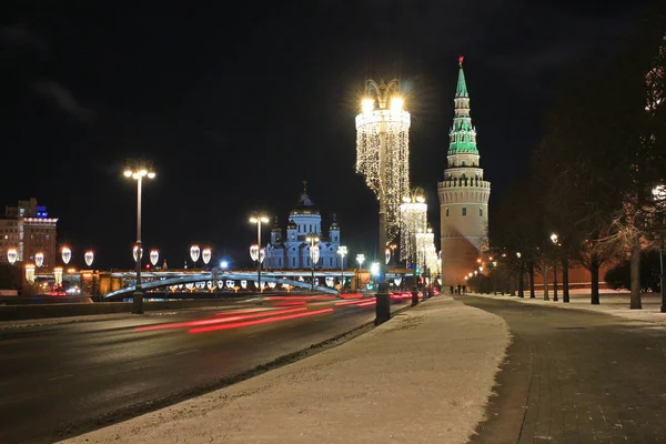 Nacht Stadt Moskau Moskau Kreml — Stockfoto