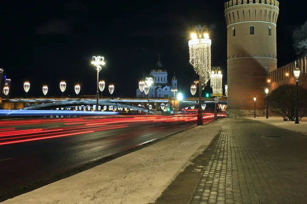 Ciudad Nocturna Moscú Kremlin — Foto de Stock