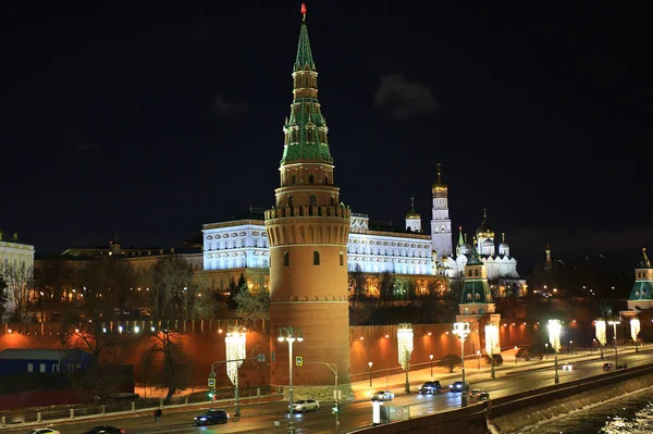 夜の街のモスクワ モスクワ クレムリン — ストック写真