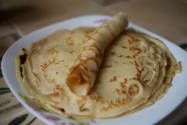 Piatto Dei Pancake Tavola — Foto Stock