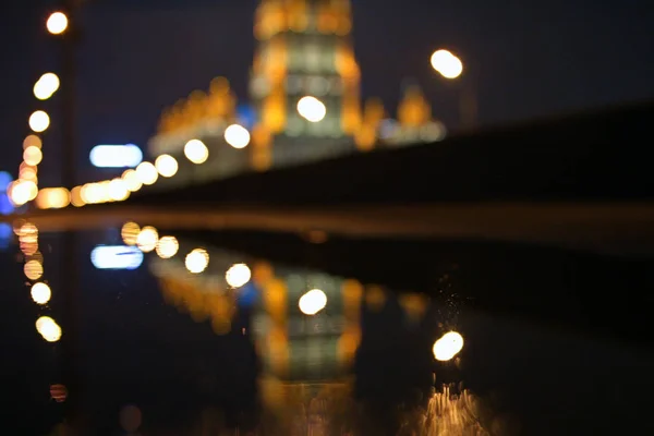 Cidade Moscou Rua Bokeh Borrada — Fotografia de Stock