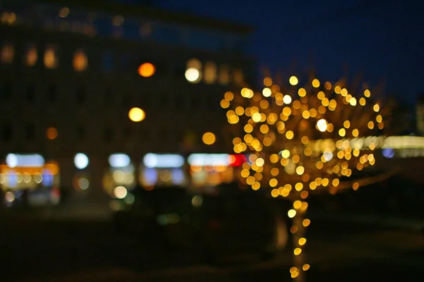 City Moscow Night Street Bokeh — Stock Photo, Image