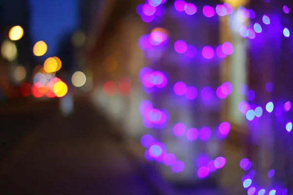 Ciudad Moscú Noche Calle Bokeh —  Fotos de Stock