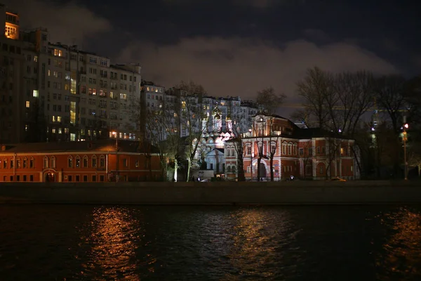 Stad Moskou Nacht Straat — Stockfoto