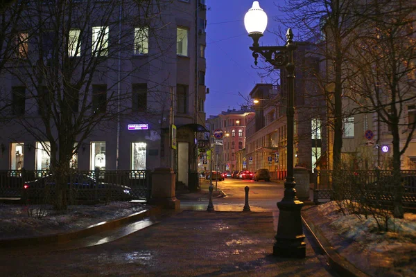 Stad Moskou Nacht Straat — Stockfoto