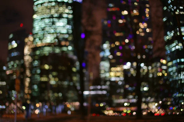 Stad Moskou Nacht Straat Bokeh — Stockfoto