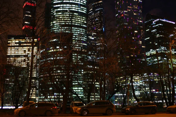 Stad Moskou Nacht Straat — Stockfoto