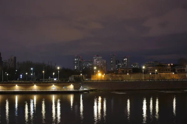 Moscow City Night Street Kutuzovsky Prospectus — Stock Photo, Image