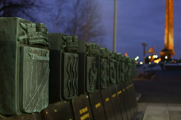 Zwycięstwo Nocy City Moscow Park Architektura Ulicy — Zdjęcie stockowe