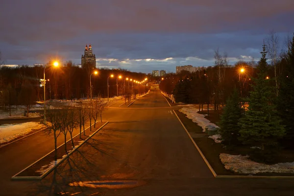 Zwycięstwo Nocy City Moscow Park Architektura Ulicy — Zdjęcie stockowe