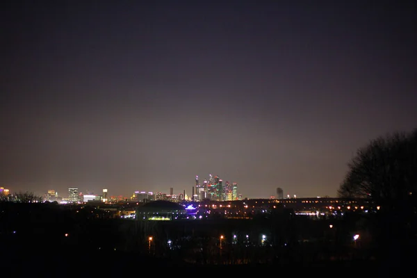 Moscou Nuit Ville Collines Krylatsky — Photo