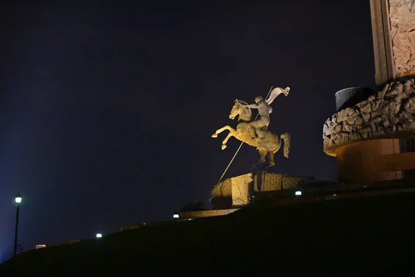 Mosca Città Foto Notte Illuminazione Vittoria Parco — Foto Stock