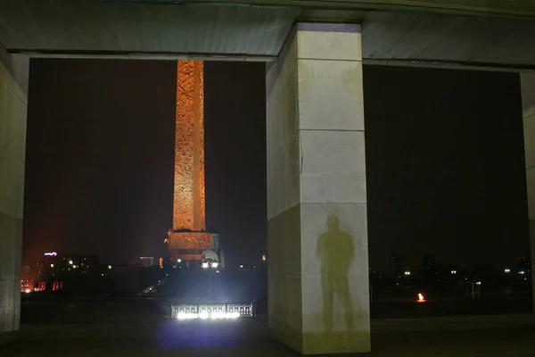 Miasto Moskwa Zdjęcie Nocne Oświetlenie Zwycięstwo Park Obelisk Wojna Światowa — Zdjęcie stockowe