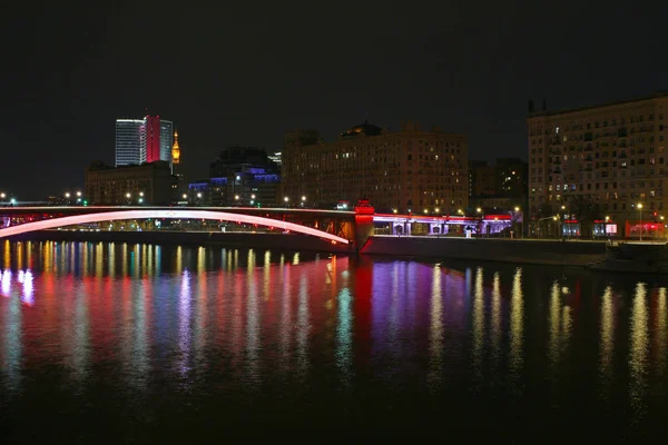City Moscow Photo Night Illumination Bridge — Stock Photo, Image