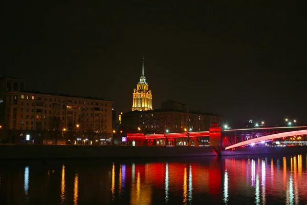 City Moscow Photo Night Illumination Bridge — Stock Photo, Image