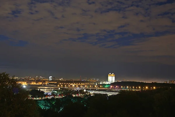 Malam Kota Moskow Panorama Cahaya Kota — Stok Foto
