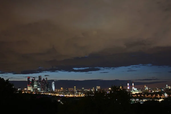 Cidade Noturna Moscovo Panorama Cidade Luz — Fotografia de Stock