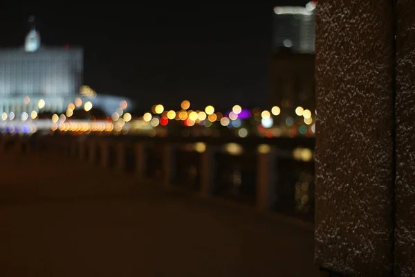 Stad Moskou Nacht Wit Huis Foto Bokeh — Stockfoto