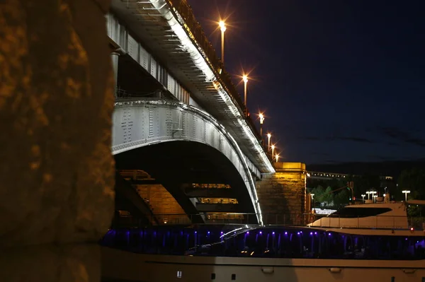 Cidade Moscovo Noite Ponte Velha Centro Cidade — Fotografia de Stock