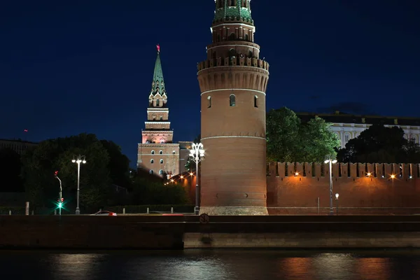 Torres Nocturnas Moscú Del Kremlin Moscú —  Fotos de Stock