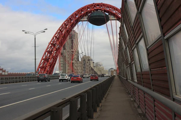 Город Москва Название Моста Живописное Мост Красный Виде Паука — стоковое фото