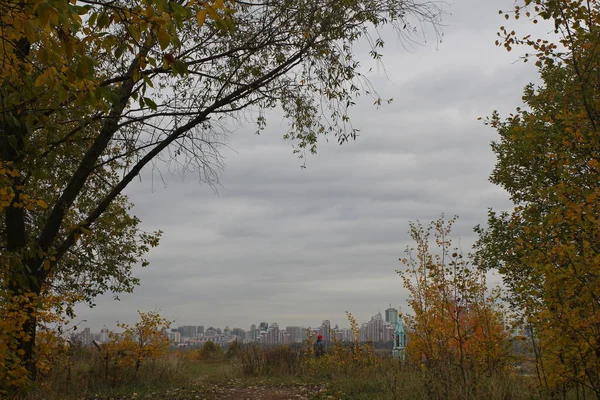 Otoño Día Nublado Moscú Ciudad Parque Krylatskie Colinas — Foto de Stock