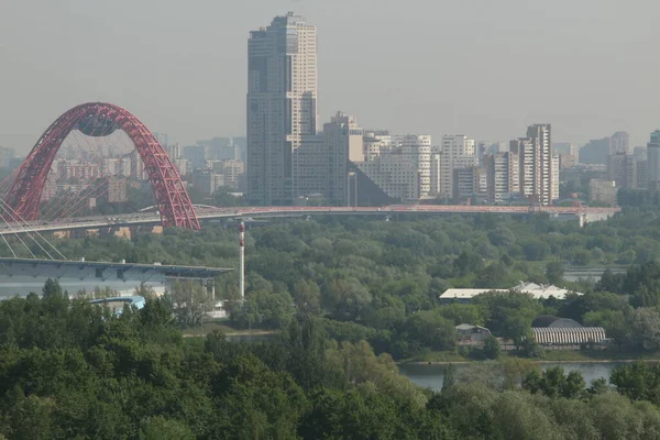 Вид Москвы Местный Мост Крылатском Районе — стоковое фото