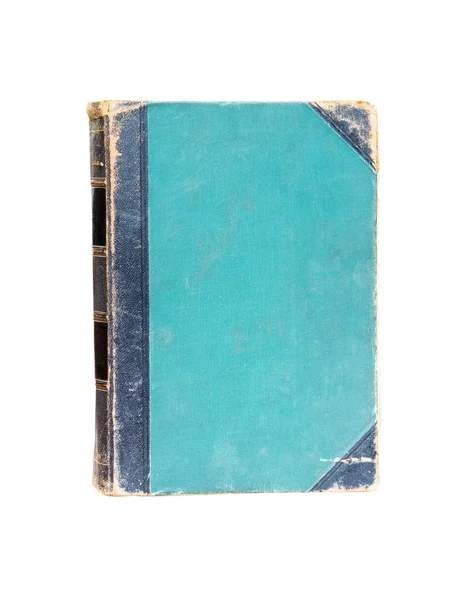 Starověká Kniha Modré Hardcover Izolovaných Bílém Pozadí Prostorem Pro Text — Stock fotografie