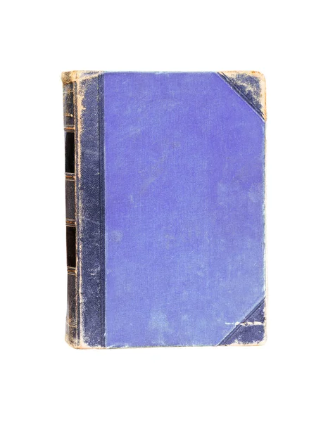 Altes Buch Blauem Hardcover Isoliert Auf Weißem Hintergrund Mit Platz — Stockfoto