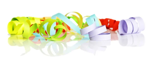 Multicolored streamers on a white background — Stock Photo, Image