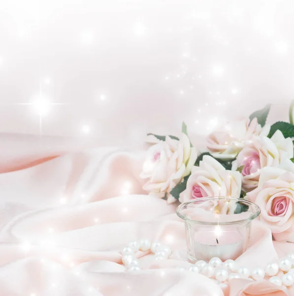 Composizione rosa per biglietto di auguri o invito — Foto Stock