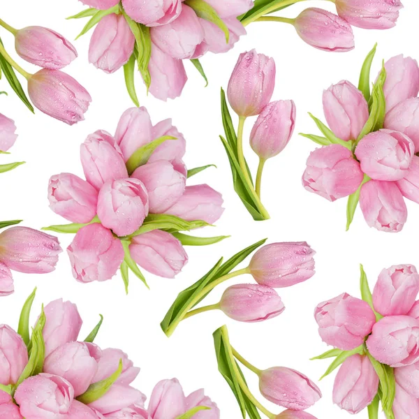 Tulpen bloemen op witte achtergrond als naadloos patroon — Stockfoto