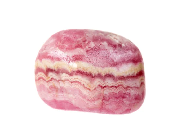 Přírodní Růžový Leštěný Rhodochrosite Drahokam Argentiny Izolované Bílém Pozadí — Stock fotografie