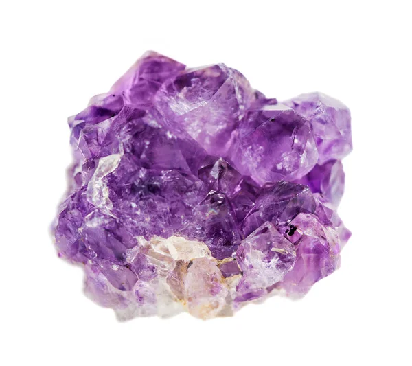 Cluster Lila Amethyst Kristalle Aus Uruguay Isoliert Auf Weißem Hintergrund — Stockfoto