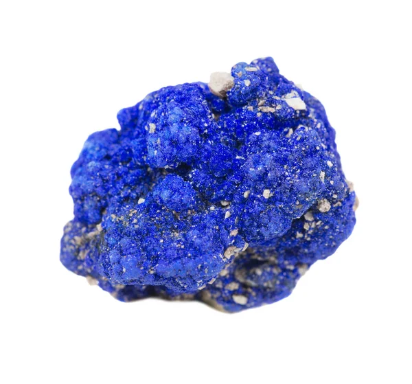 Unprocessed Specimen Dark Blue Collectible Mineral Azurite Isolated White Background — Stock Photo, Image