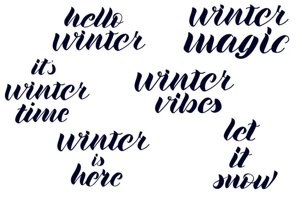 Quotes about winter. Winter lettering. — Stock Vector