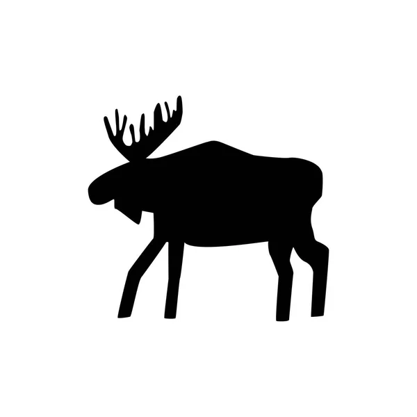 Grote moose silhouet op de witte achtergrond. — Stockvector