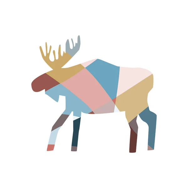 Mozaïek moose silhouet. Kleurstoffen. — Stockvector