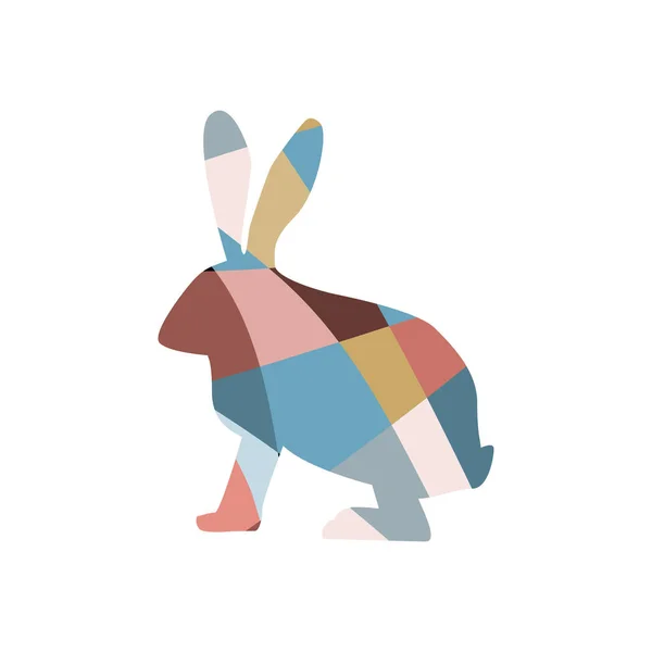 Mosaic rabbit silhouette. Colouring. — Stock Vector