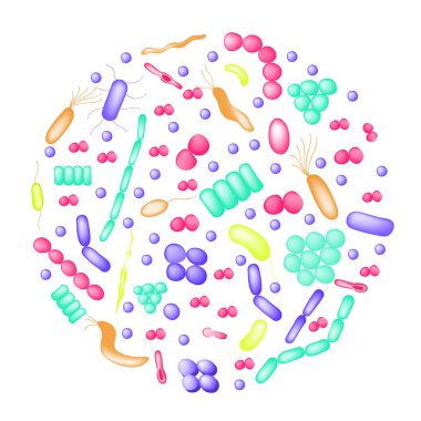  Arrangements of bacterial microorganism in circle shape.  clipart