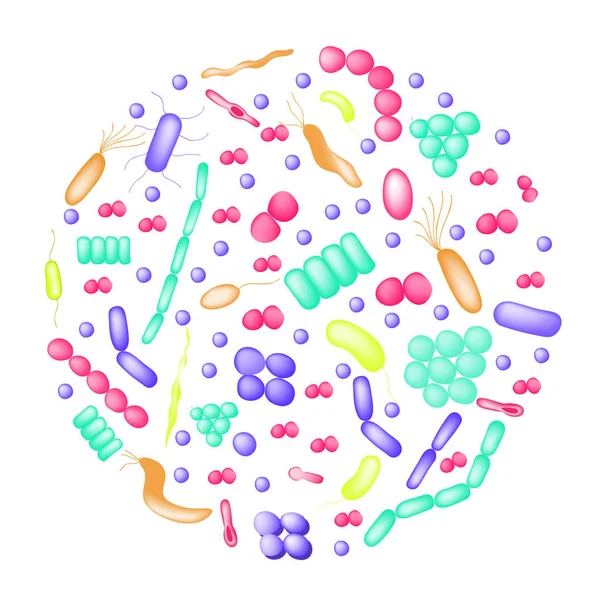 Arrangemang av bakteriell mikroorganism i cirkel. — Stock vektor