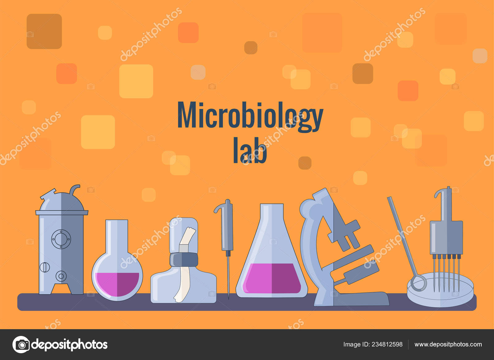 Orange background microbiology instruments template. Stock Vector Image by  ©Airen_Creation #234812598