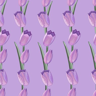 Suluboya efekti Lale el ile Seamless Modeli çizilmiş.