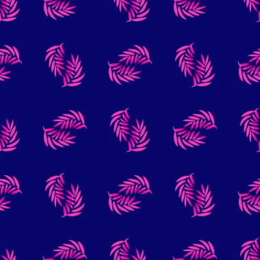 Mavi arka planda pembe palmiye yaprakları