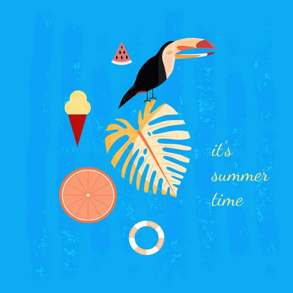 Diseño de verano. Es el texto de la hora de verano. Plantilla Banner . — Vector de stock