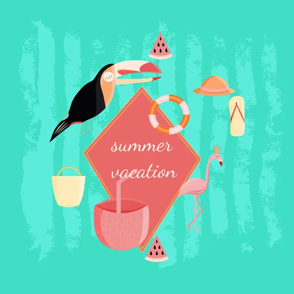 Diseño de vacaciones de verano. Plantilla Banner . — Vector de stock