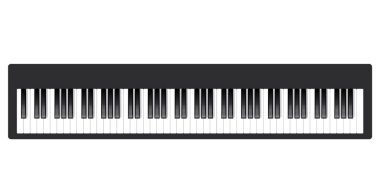 Piyano simgesi ve piyano kavramı modern müzik yazdırma ve web tasarım piyano poster üzerinde beyaz vektör çizim tuşları