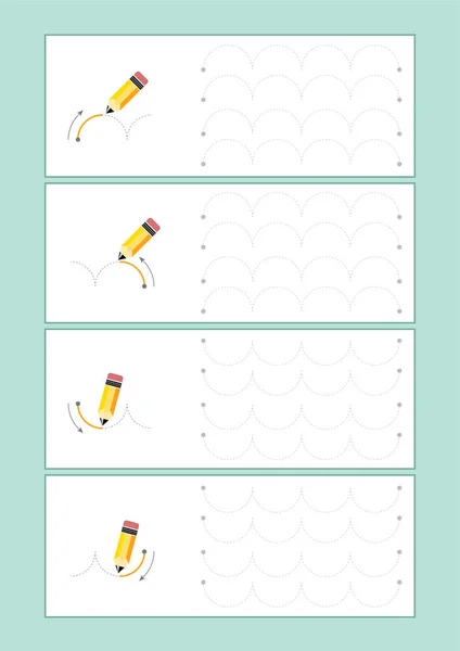 Tracing Lines Vector Para Preescolar Jardín Infantes Educación Especial Desarrollar — Vector de stock