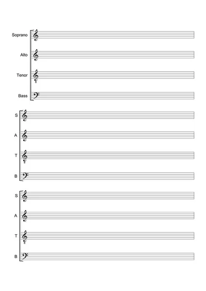 Foaie Albă Foaie Muzică Pentru Notația Unui Instrument Vocal Sau — Vector de stoc