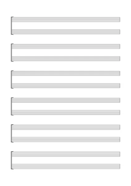 Hoja Partituras Blanco Para Notación Una Voz Instrumentos Solitario Partituras — Archivo Imágenes Vectoriales